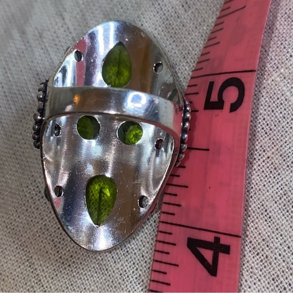 Gorgeous Peridot multi-gem cluster statement Renaissance ring - Picture 11 of 12